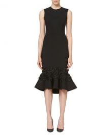 Carolina Herrera Embellished Flounce-Hem Dress at Bergdorf Goodman